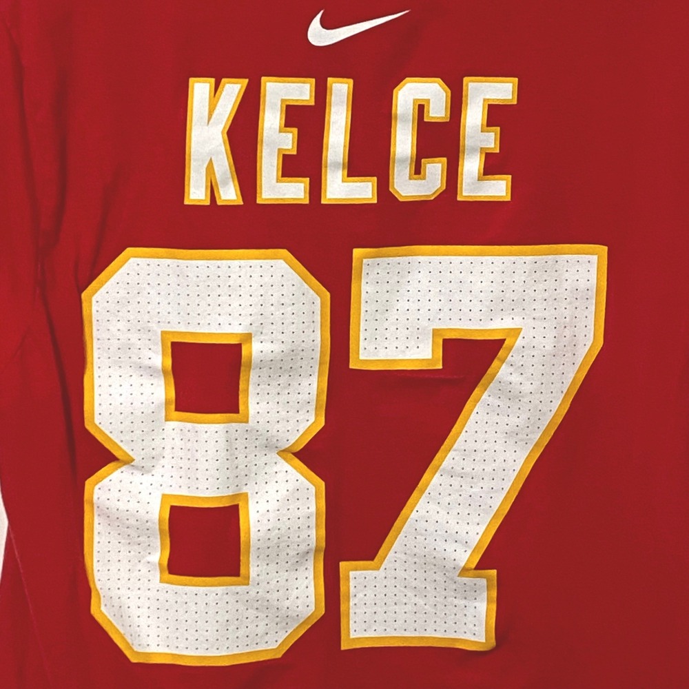 Nike Kansas City Chiefs Travis Kelce 87 Red T-Shirt Womens L Football NFL Swifty